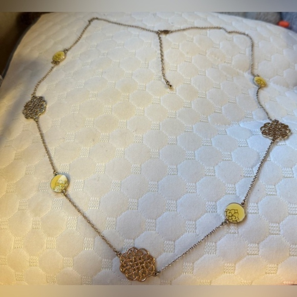 Celtic Love Knot Gold and Yellow Beaded Necklace